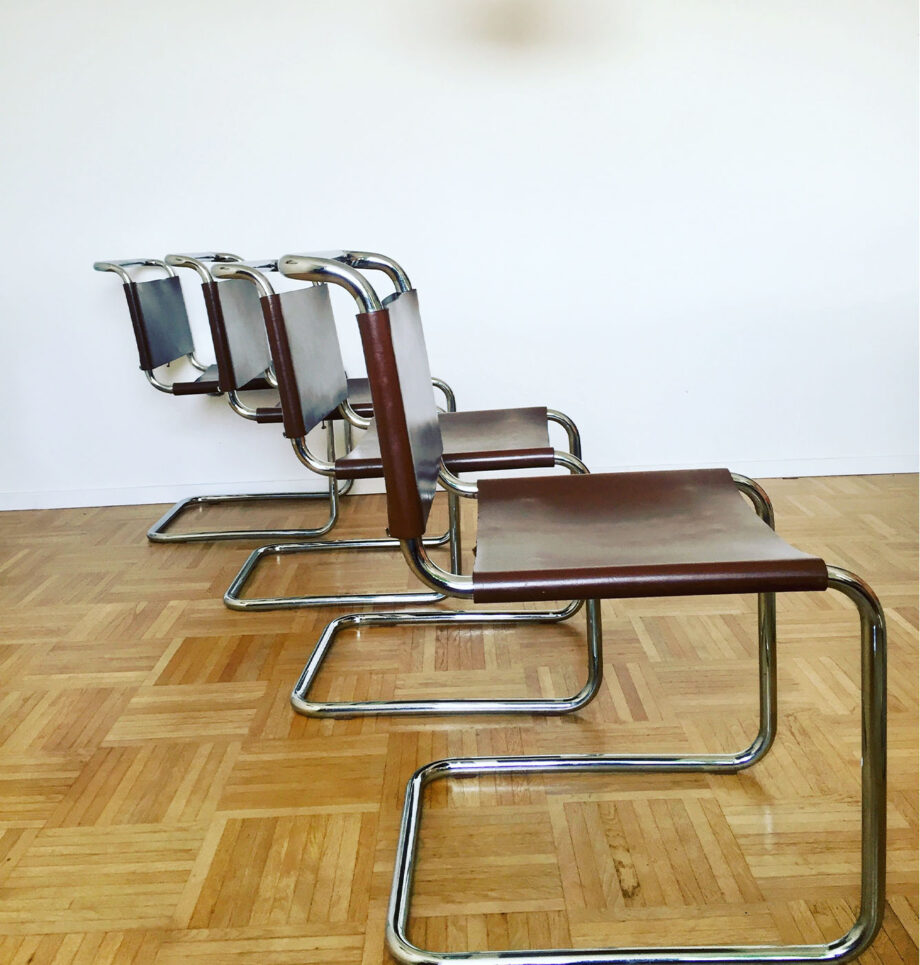 Chaises cuir Spoleto édition Knoll