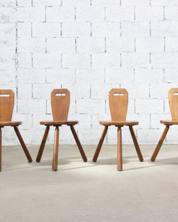 Chaises vintage brutaliste en chêne massif