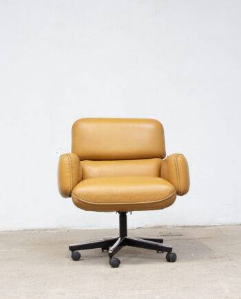 fauteuil-siège-chair-vintage-bureau-office-executive-otto-zapf-knoll-international-cuir-cognac