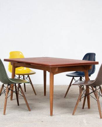 Table-vintage-danoise-scandinave-teck-hans-wegner-at-312-andreas-tuck-chêne-midcentury-dining-eames-dsw-herman-miller-fibre-verre-fiberglass-old-design