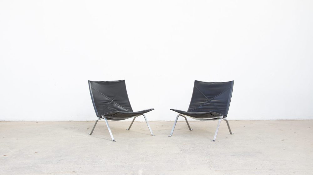 vintage-armchair-poul-Kjærholm -kjaerholm-pk-22-chair-danois-danish-easy-cuir-noir-black-leather-fritz-hansen