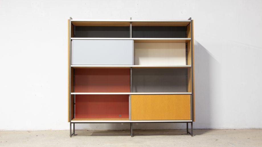 bibliothèque-vintage-bookcase-midcentury-georges-frydman-efa-teck-ölddesign-lyon-wall-unit-shelving-oak-chêne