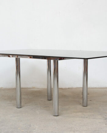table-knoll-gavina-tobia-scarpa-1970-verre-fume-chrome-vintage-midcentury-ölddesign