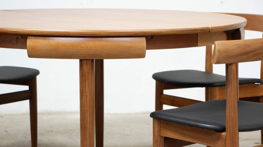 table-scandinave-chaises-vintage-lyon-hans-olsen-roundette-danoise-frem-rojle-teck-danish-modern-scanidnavian-teak-midcentury-dining-olddesign-XX-mobilier-