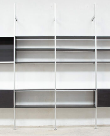 bibliothèque-george-nelson-herman-miller-mobilier-international-eames-vintage-midcentury-wall-unit-suspendue-modulable-années-60-70-bookcase-shelving-ölddesign-noir-black-Comprehensive-storage-system-regal-modular