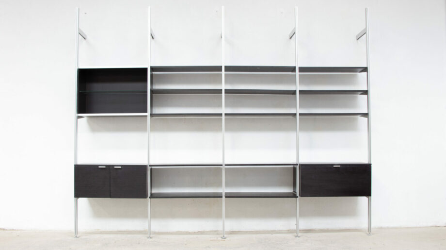bibliothèque-george-nelson-herman-miller-mobilier-international-eames-vintage-midcentury-wall-unit-suspendue-modulable-années-60-70-bookcase-shelving-ölddesign-noir-black-Comprehensive-storage-system-regal-modular