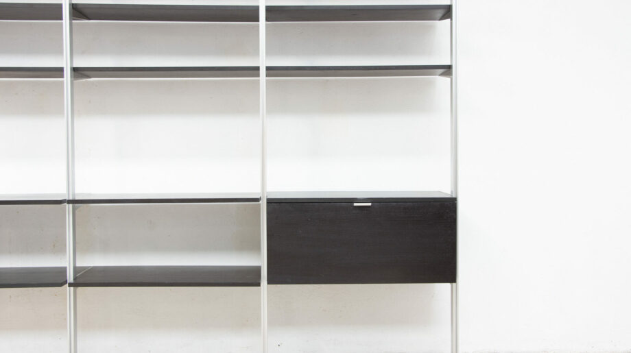 bibliothèque-george-nelson-herman-miller-mobilier-international-eames-vintage-midcentury-wall-unit-suspendue-modulable-années-60-70-bookcase-shelving-ölddesign-noir-black-Comprehensive-storage-system-regal-modular