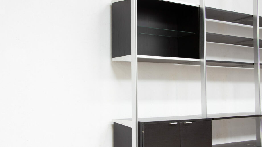 bibliothèque-george-nelson-herman-miller-mobilier-international-eames-vintage-midcentury-wall-unit-suspendue-modulable-années-60-70-bookcase-shelving-ölddesign-noir-black-Comprehensive-storage-system-regal-modular