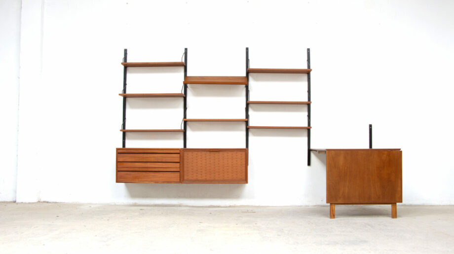 olddesign-bibliothèque-scandinave-vintage-poul-cadovius-Cado-royal-system-teck-danish-wall-unit-danoise-boocase-table-drop-leaf-teak-modern-porte-revues-mid-century