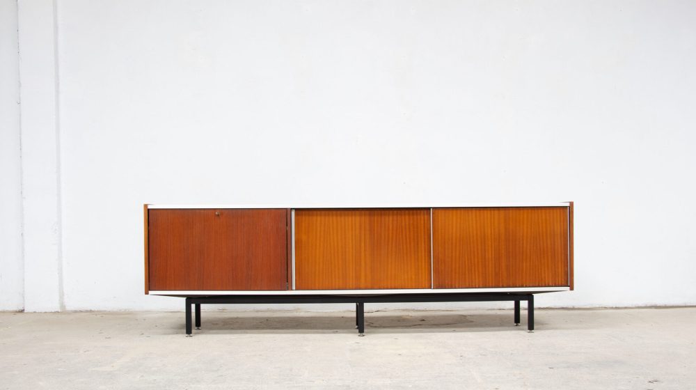 vintage sideboard, mid-century, Georges Frydman, EFA, teak, Öld Design, Lyon, France, French design, minimalist