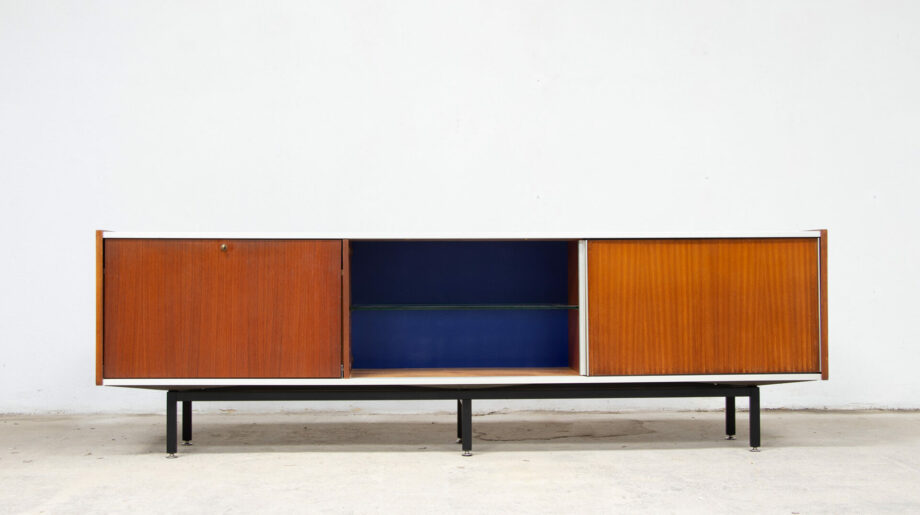 enfilade-vintage-sideboard-midcentury-georges-frydman-efa-teck-teak-ölddesign-lyon-france-design-french-minimaliste