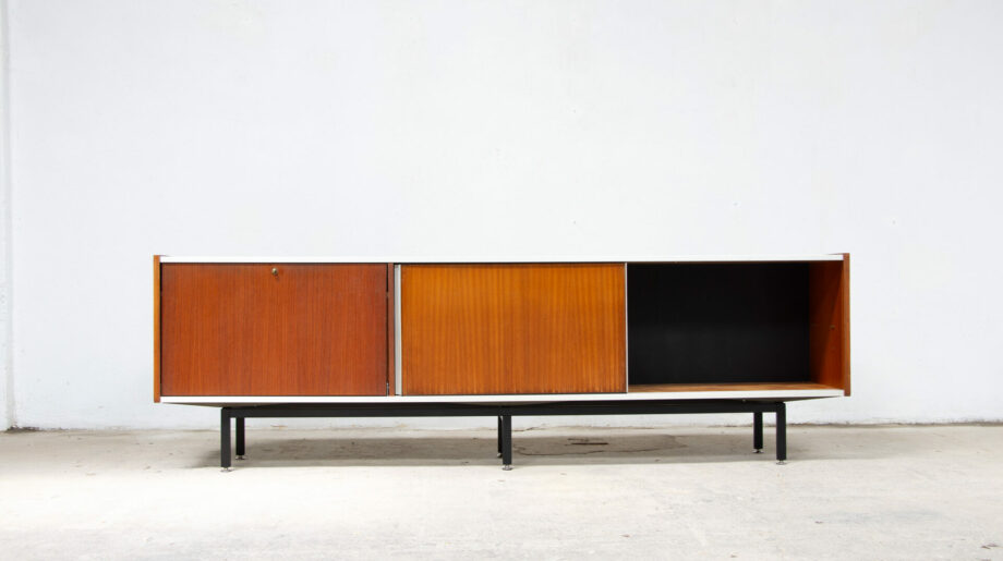 enfilade-vintage-sideboard-midcentury-georges-frydman-efa-teck-teak-ölddesign-lyon-france-design-french-minimaliste