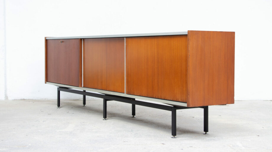 enfilade-vintage-sideboard-midcentury-georges-frydman-efa-teck-teak-ölddesign-lyon-france-design-french-minimaliste