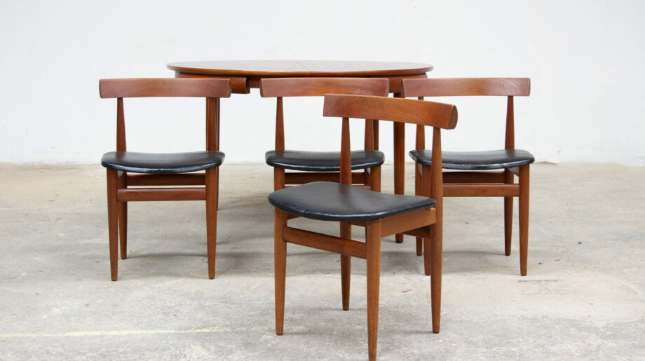 table-scandinave-chaises-vintage-lyon-hans-olsen-roundette-danoise-frem-rojle-teck-danish-modern-scanidnavian-teak-midcentury-dining-olddesign-XX-mobilier-
