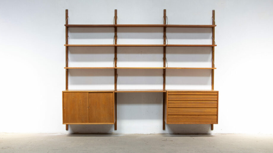 olddesign-bibliothèque-scandinave-vintage-poul-cadovius-Cado-royal-system-teck-danish-wall-unit-shelving-étagères