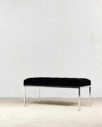 banc-bench-vintage-midcentury-florence-knoll-international-velours-noir-chrome-ölddesign