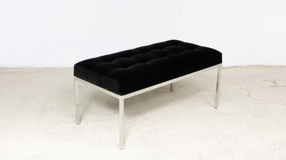 banc-bench-vintage-midcentury-florence-knoll-international-velours-noir-chrome-ölddesign