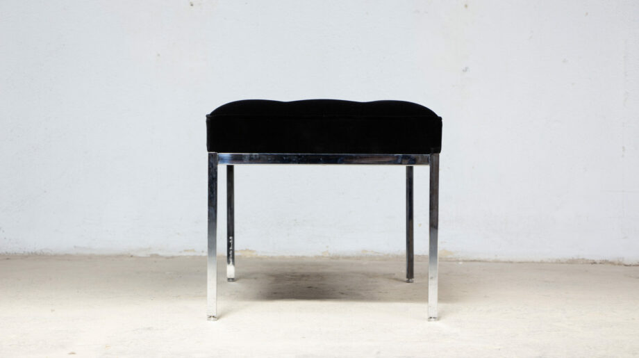 banc-bench-vintage-midcentury-florence-knoll-international-velours-noir-chrome-ölddesign