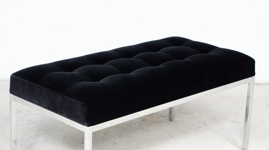 banc-bench-vintage-midcentury-florence-knoll-international-velours-noir-chrome-ölddesign