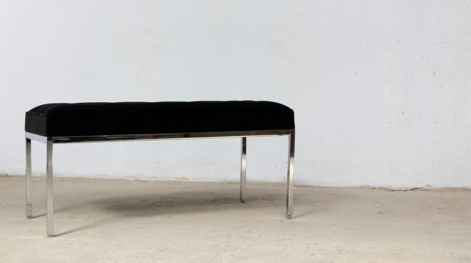 banc-bench-vintage-midcentury-florence-knoll-international-velours-noir-chrome-ölddesign