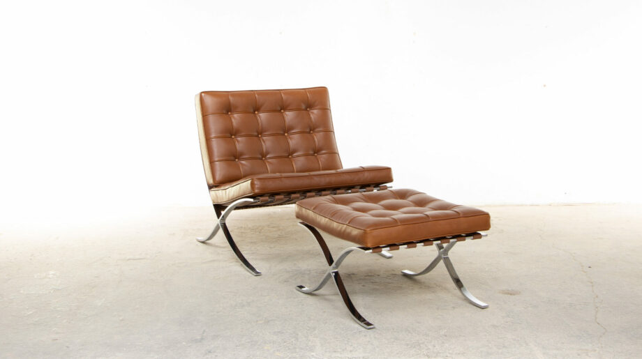 fauteuils-chair-barcelona-knoll-international-ludwig-mies-van-der-rohe-leather-cuir-cognac-brown-ottoman-ölddesign-midcentury-bauhaus-moderniste