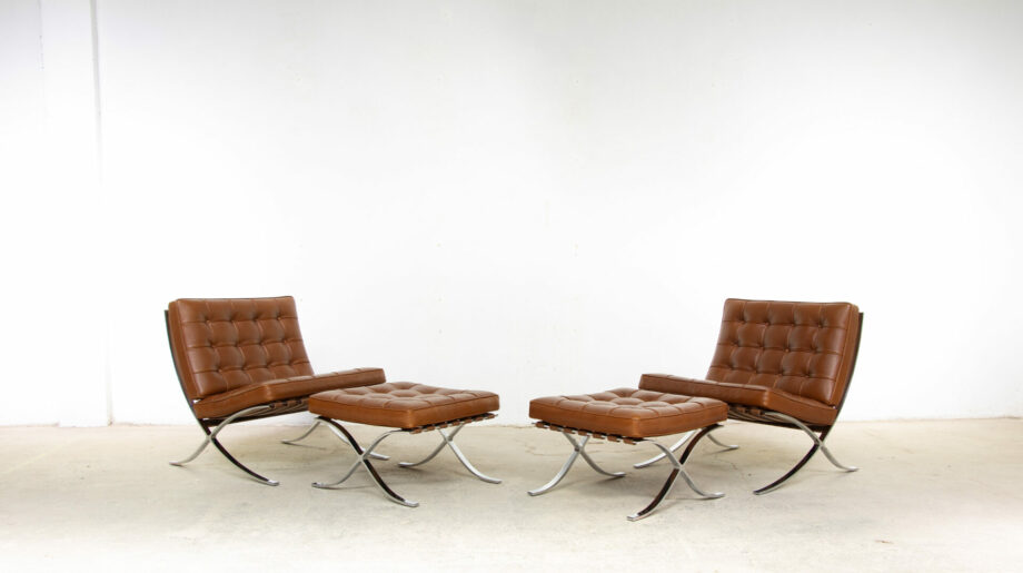fauteuils-chair-barcelona-knoll-international-ludwig-mies-van-der-rohe-leather-cuir-cognac-brown-ottoman-ölddesign-midcentury-bauhaus-moderniste
