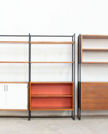 bibliothèque-vintage-bookcase-midcentury-georges-frydman-efa-teck-ölddesign-lyon-wall-unit-shelving-walnut-noyer-french-design-1950