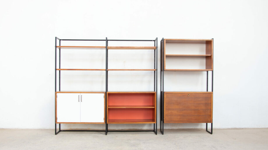 bibliothèque-vintage-bookcase-midcentury-georges-frydman-efa-teck-ölddesign-lyon-wall-unit-shelving-walnut-noyer-french-design-1950