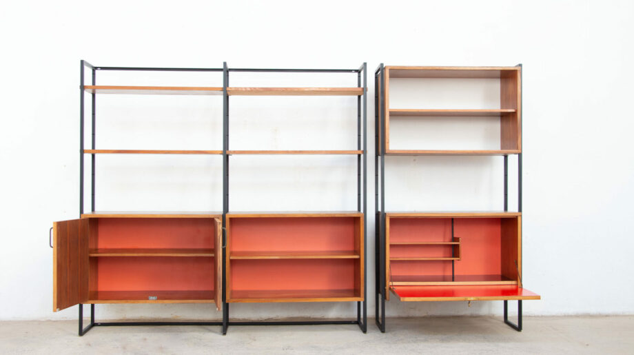 bibliothèque-vintage-bookcase-midcentury-georges-frydman-efa-teck-ölddesign-lyon-wall-unit-shelving-walnut-noyer-french-design