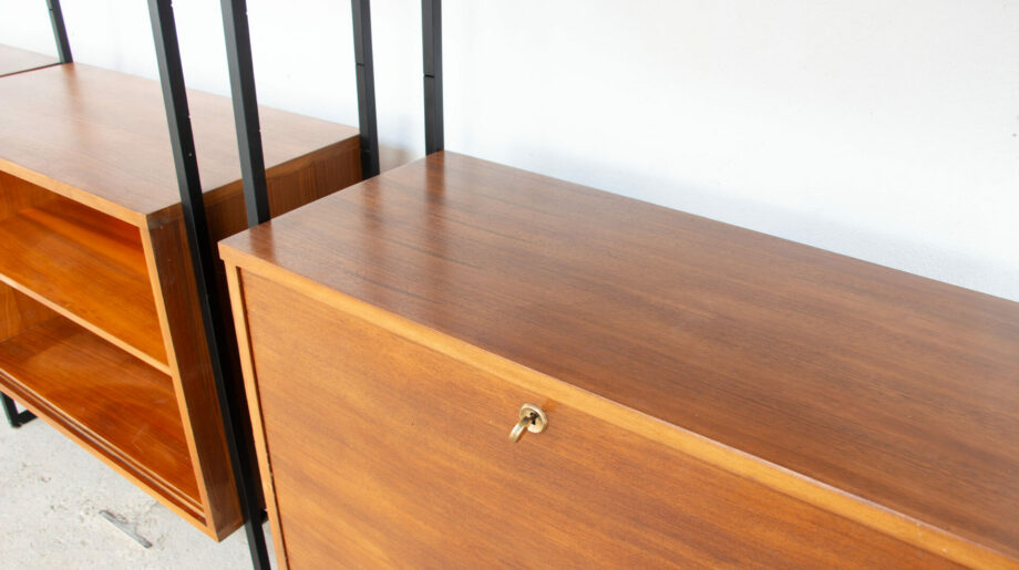 bibliothèque-vintage-bookcase-midcentury-georges-frydman-efa-teck-ölddesign-lyon-wall-unit-shelving-walnut-noyer-french-design