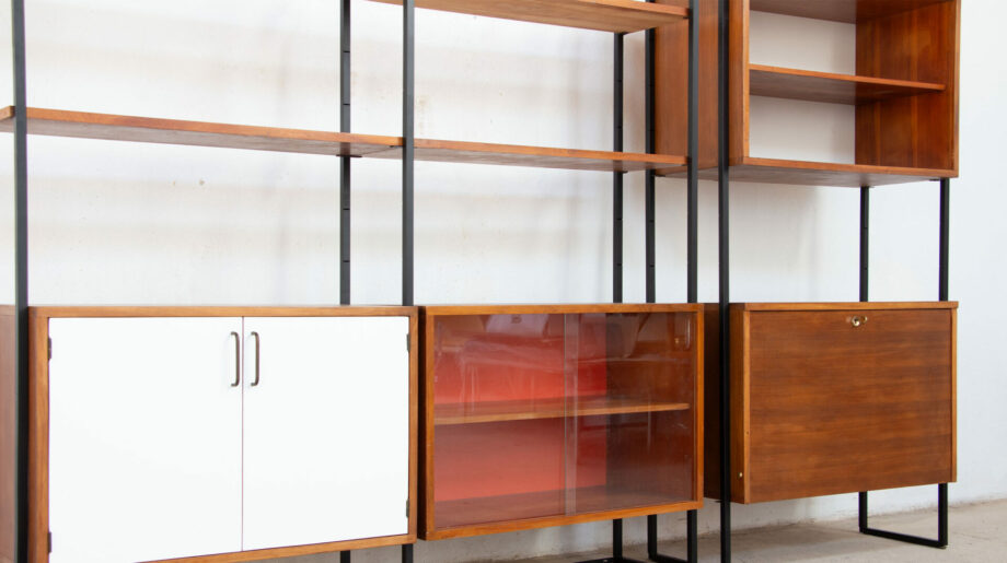 bibliothèque-vintage-bookcase-midcentury-georges-frydman-efa-teck-ölddesign-lyon-wall-unit-shelving-walnut-noyer-french-design