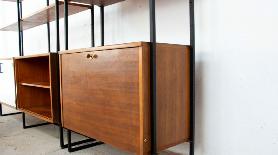 bibliothèque-vintage-bookcase-midcentury-georges-frydman-efa-teck-ölddesign-lyon-wall-unit-shelving-walnut-noyer-french-design
