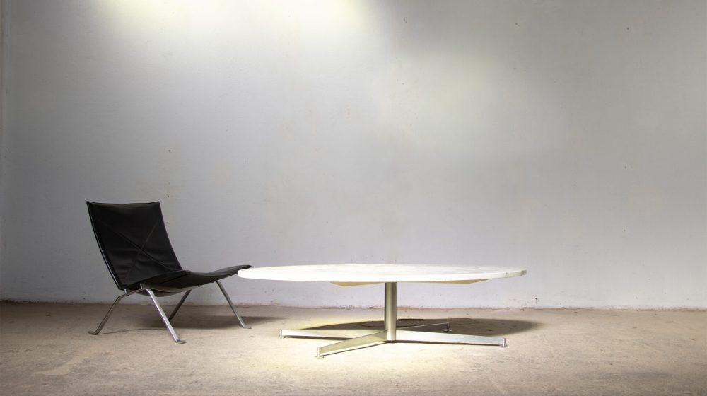 table-basse-coffee-marbre-marble-michel-kin-arflex-1960-1970-arabescato-carrare-italie-vintage-midcentury-modern-pk-22-poul-kjaerholm-fritz-hansen-leather-cuir