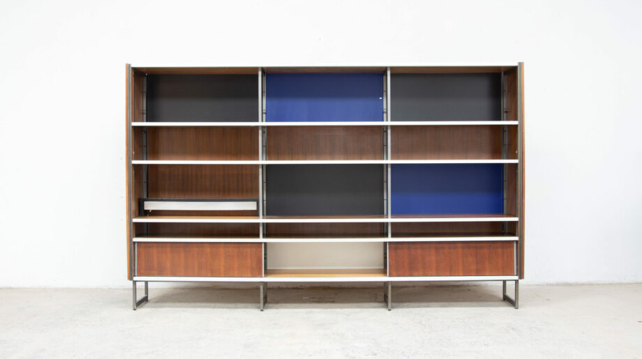 bibliothèque-vintage-bookcase-midcentury-georges-frydman-efa-teck-ölddesign-lyon-wall-unit-shelving-walnut-noyer-french-design
