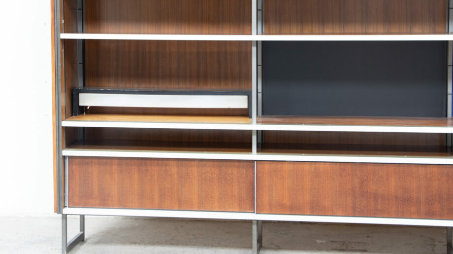 bibliothèque-vintage-bookcase-midcentury-georges-frydman-efa-teck-ölddesign-lyon-wall-unit-shelving-walnut-noyer-french-design