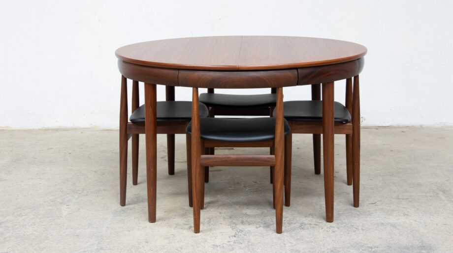 table-scandinave-chaises-vintage-lyon-hans-olsen-roundette-danoise-frem-rojle-teck-danish-modern-scanidnavian-teak-midcentury-dining-olddesign-XX-mobilier-set-chair