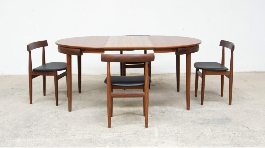 table-scandinave-chaises-vintage-lyon-hans-olsen-roundette-danoise-frem-rojle-teck-danish-modern-scanidnavian-teak-midcentury-dining-olddesign-XX-mobilier-set-chair