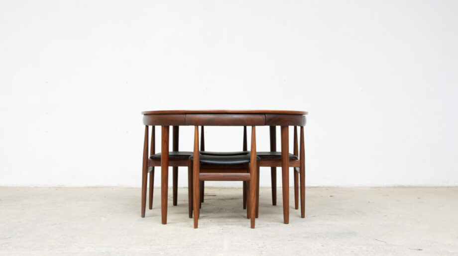 table-scandinave-chaises-vintage-lyon-hans-olsen-roundette-danoise-frem-rojle-teck-danish-modern-scanidnavian-teak-midcentury-dining-olddesign-XX-mobilier-set-chair