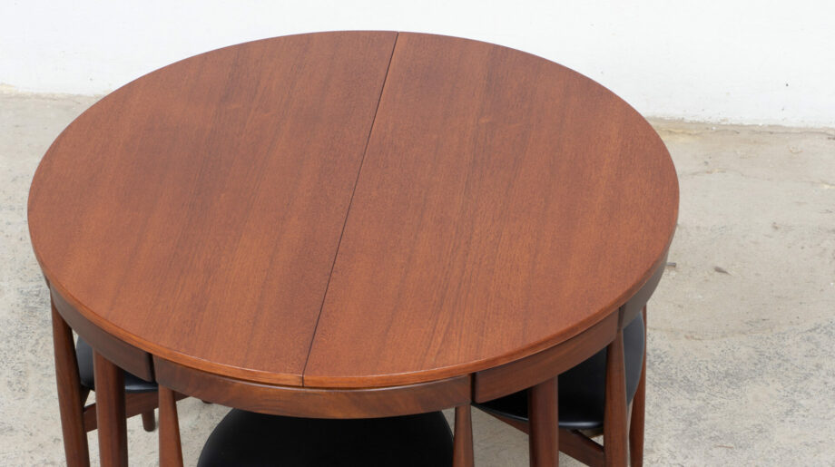 table-scandinave-chaises-vintage-lyon-hans-olsen-roundette-danoise-frem-rojle-teck-danish-modern-scanidnavian-teak-midcentury-dining-olddesign-XX-mobilier-set-tripode-tripod