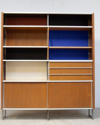 bibliothèque-vintage-bookcase-midcentury-georges-frydman-efa-teck-ölddesign-lyon-wall-unit-shelving-walnut-noyer-french-design