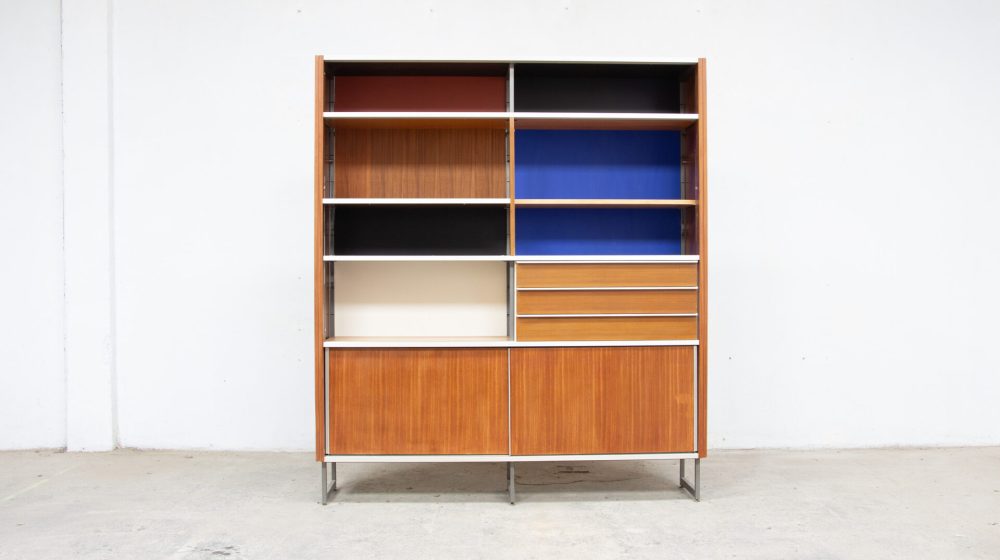 bibliothèque-vintage-bookcase-midcentury-georges-frydman-efa-teck-ölddesign-lyon-wall-unit-shelving-walnut-noyer-french-design