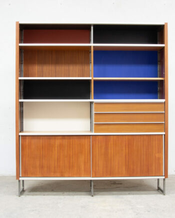 bibliothèque-vintage-bookcase-midcentury-georges-frydman-efa-teck-ölddesign-lyon-wall-unit-shelving-walnut-noyer-french-design