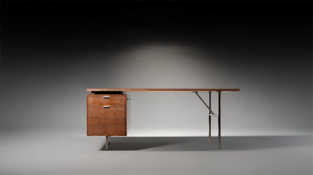 bureau George Nelson en noyer édition Herman Miller, modèle EOG, 1960's, vue d'ensemble.