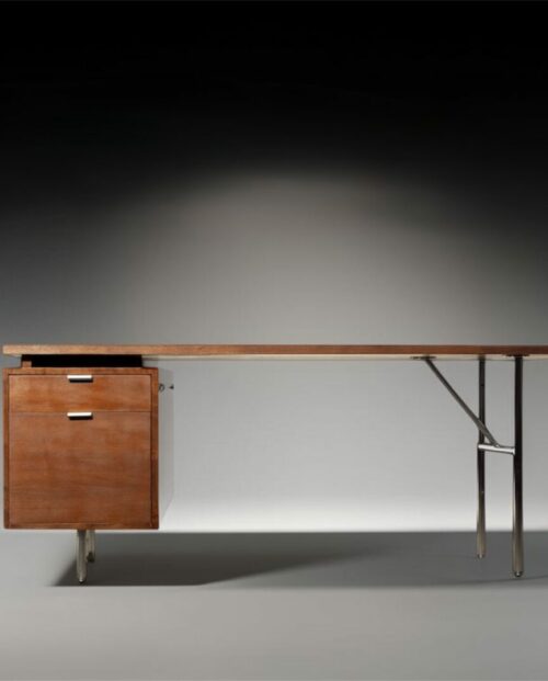 bureau George Nelson en noyer édition Herman Miller, modèle EOG, 1960's, vue d'ensemble.